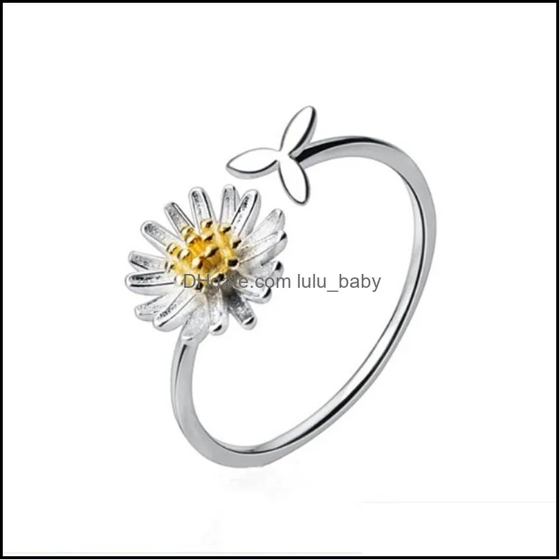 vintage daisy flower ring for women korean style adjustable opening finger rings bride wedding engagement statement jewelry gift 20220226