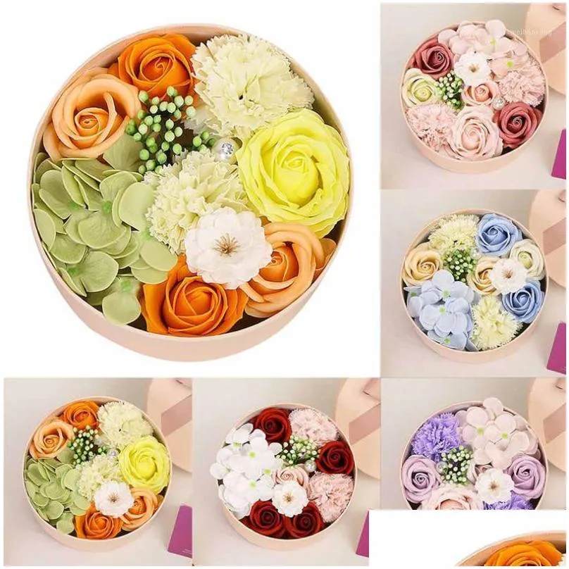 decorative flowers wreaths valentines day diy soap flower gift rose box bouquet wedding festival home decorations 4d111