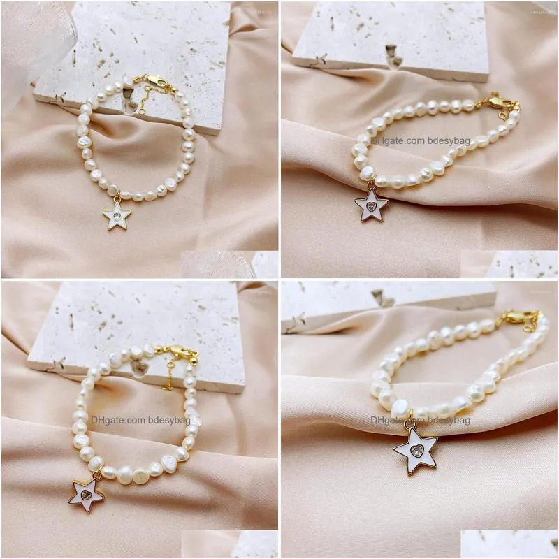 strand south korea simple drop glaze natural pearl bracelet fivepointed star love zircon niche baroque specialshaped fashion jewelry