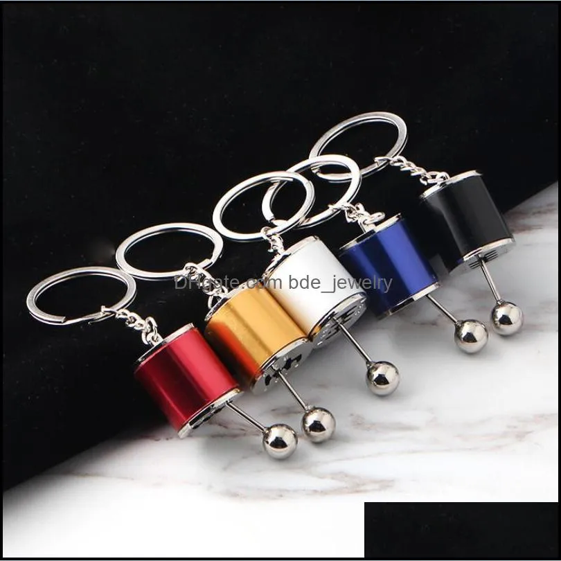 fashion creative car 6 speed gearbox gear head blower key rings manual transmission lever refitting metal pendant keychains