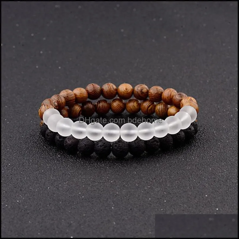 8mm natural wood beads bangle lava rock charm  oil bracelet volcanic wooden bracelets bangles q303fz