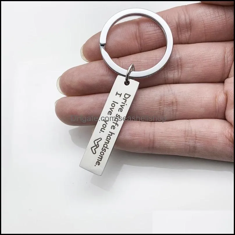 2019 personalized keychain drive safe i need you here with me engraved keychain aluminum fashion jewelry boyfriend father day gift