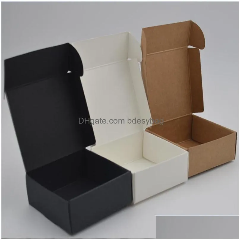 gift wrap 7x7x3cm blank kraft paper soap packaging box white black candy wedding favors package birthday party decoration1