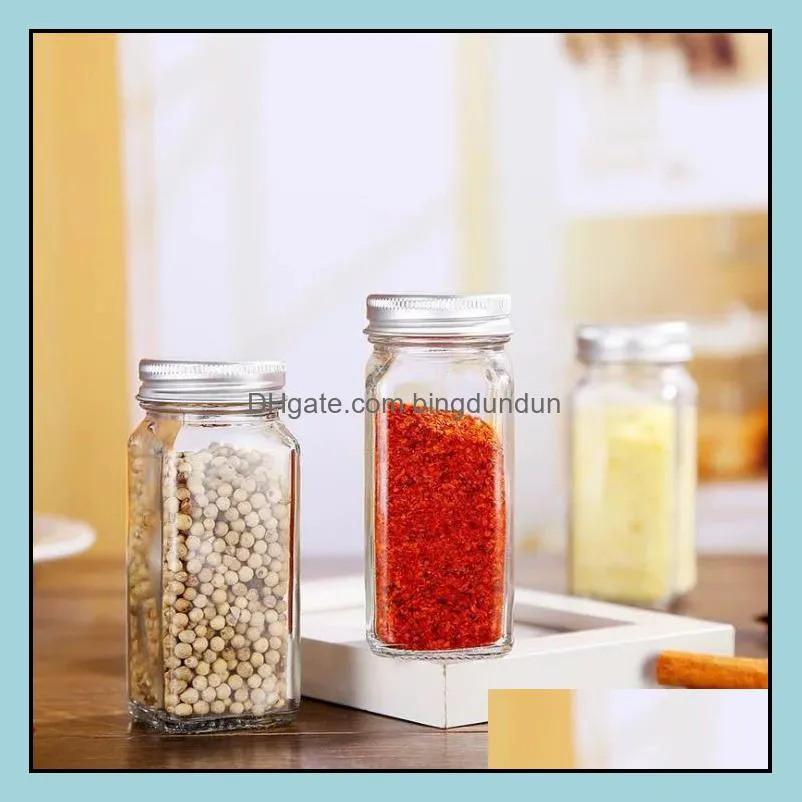 seasoning jars kitchen organizer storage holder container glass seasoning bottles with cover lids camping sn3745