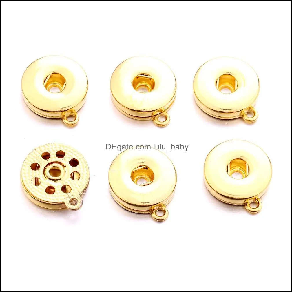 silver rose gold alloy 18mm ginger snap button base charms pendants for snaps bracelet earrings necklace diy jewelry accessory