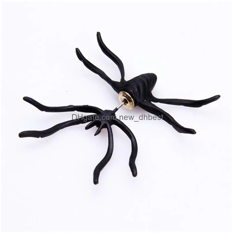fashion jewelry single piece stud earring for women black spider earrings