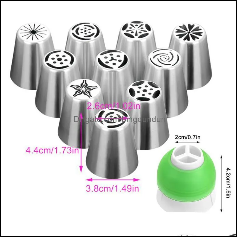 7/11pcs cream pastry decorating tips set stainless steel russian tulip icing piping cake nozzles cupcake baking tools 