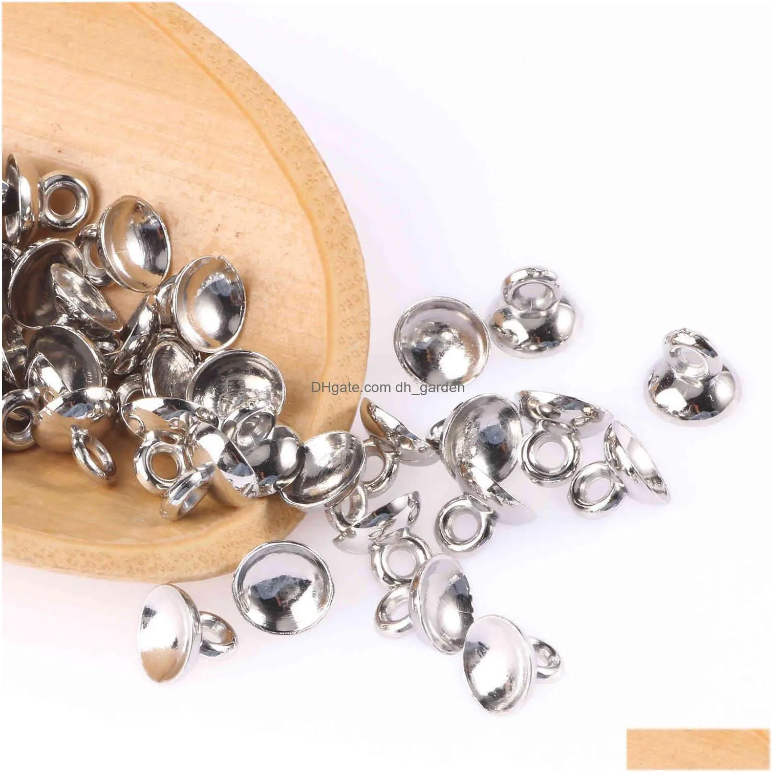 500pcs gold silver color end caps round bead connector loose ccb beads for jewelry making diy charm necklace pendant accessories