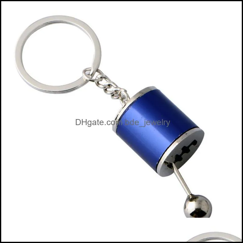 fashion creative car 6 speed gearbox gear head blower key rings manual transmission lever refitting metal pendant keychains