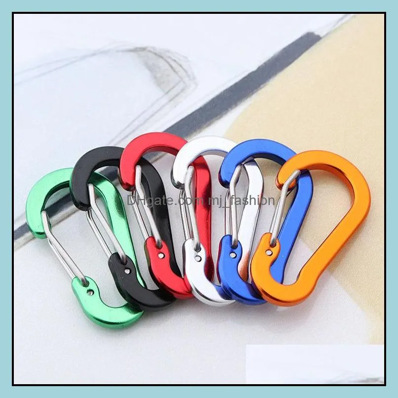 aluminum d ring key rings screw locking keychain spring snap hook for climbing backpack carabiner tool holders dhs p76fa
