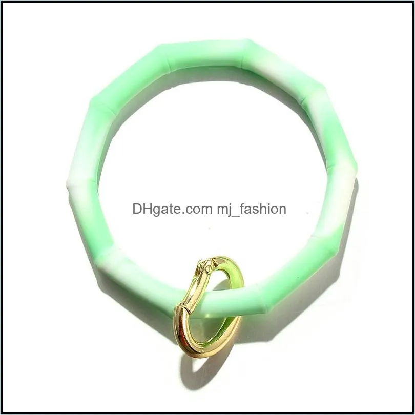 fashion bamboo silicone o key ring bracelets wristlet bangle bracelet keychain bangles keyrings for women girl q13fz