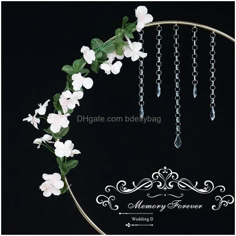 party decoration 15pcs 66 cm tall floral wreath gold flower stand wedding hoop centerpiece round decorative vase rustic ring display