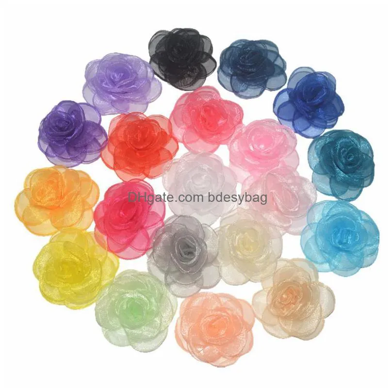 decorative flowers wreaths 40pcs/lot 7cm chiffon flower fabric for headband diy hair accessories lsfb0501