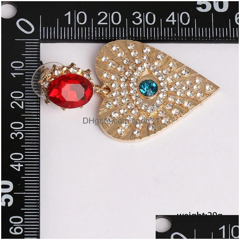 fashion jewelry peach heart diamond eye earrings rhinstone dangle stud earrings