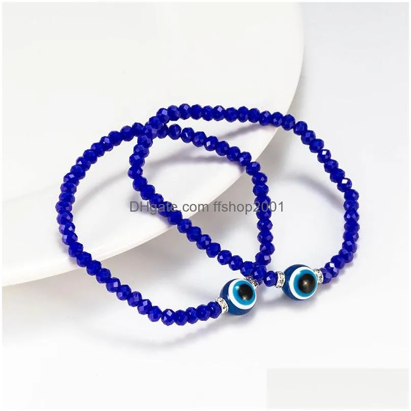 evil demon eye crystal beads strands bracelet couples men women beaded blue eyes bracelets