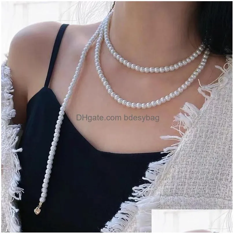 pendant necklaces elegant pearl for women solid necklace geometric heart choker clavicle chain collar jewelry giftspendant