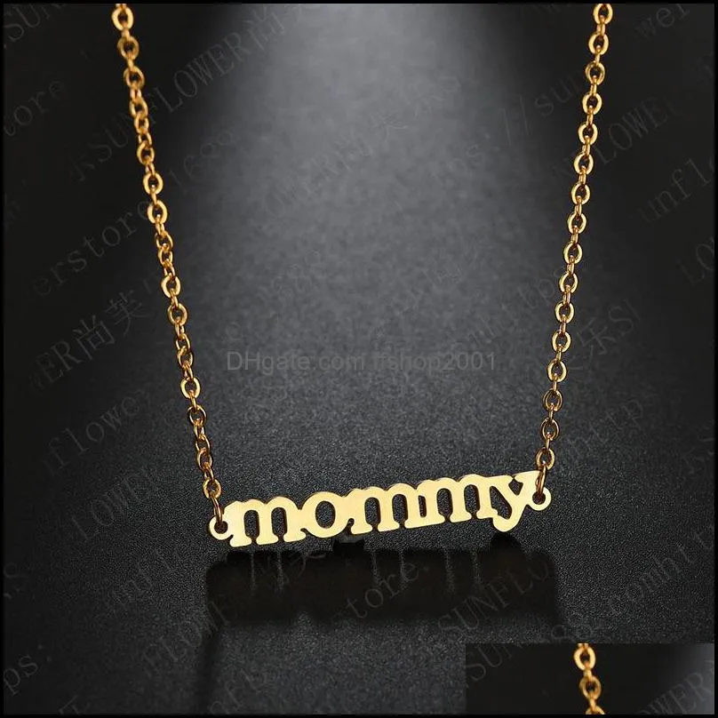 high quality mommy charm necklace bracelet name choker necklaces for women stainless steel pendant moms jewelry accessories mothers day gifts