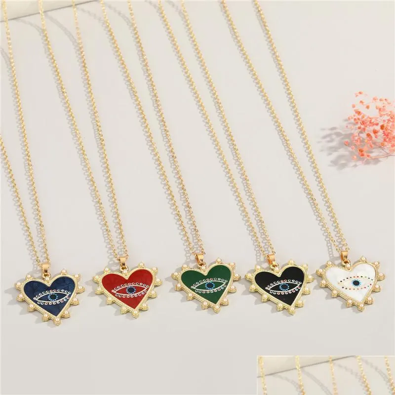 fashion jewelry heart evil eye pendant necklace blue eyes choker necklaces