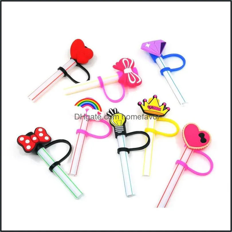 creative letter soft rubber straw toppers accessories cover charms reusable splash proof drinking dust plug decorative 8mm straw fit bar glass cup ornaments