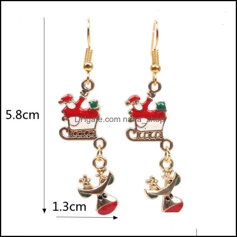  christmas cartoon womens drop earrings alloy father christmas snowman tree dangle chandelier earring for ladies fashion jewelry