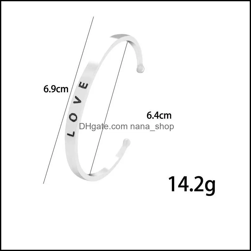 2019 fashion engraved love letter cuff bangle women creative open bracelet for men couple luxury jewelry gift