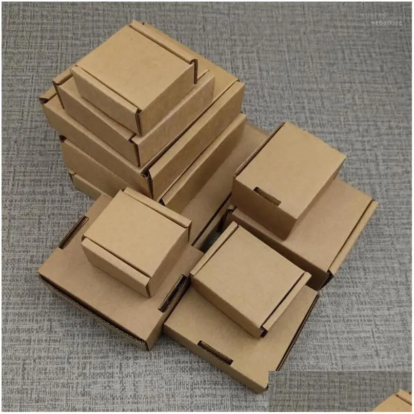 gift wrap 5pcs 15size small kraft paper corrugated box thickened postal brown packaging jewelry gift1