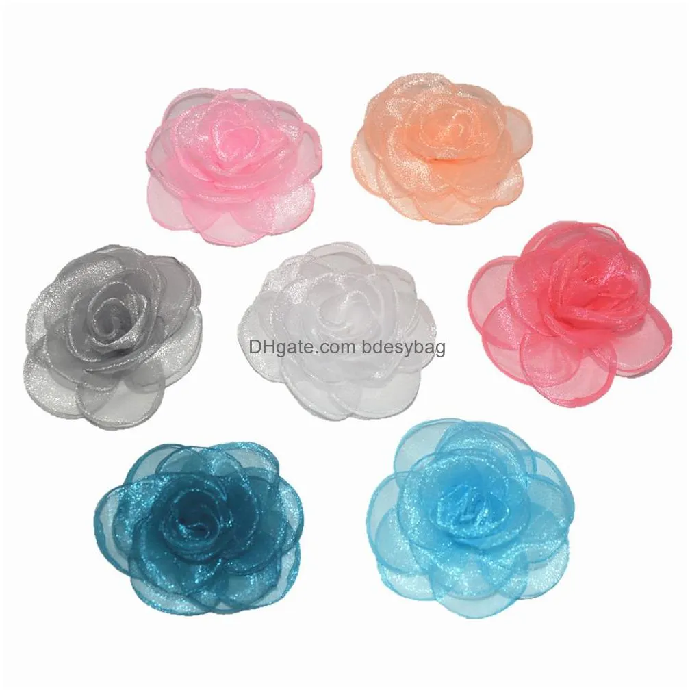 decorative flowers wreaths 40pcs/lot 7cm chiffon flower fabric for headband diy hair accessories lsfb0501