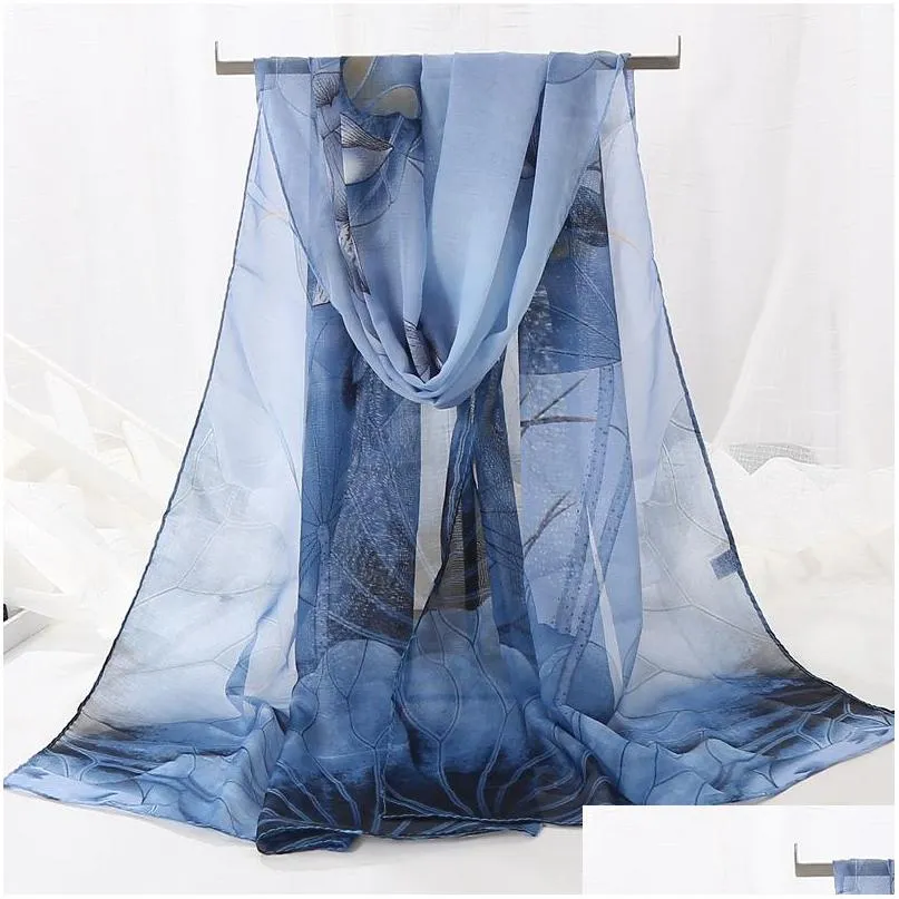 summer women slik scarf sunscreen colorful chiffon shawl wraps florals scarf thin beach scarves