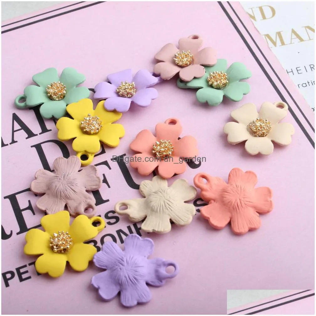 10pcs fivepetal flower enamel charms for making bracelet/necklace/earings fashion jewelry womens accessories