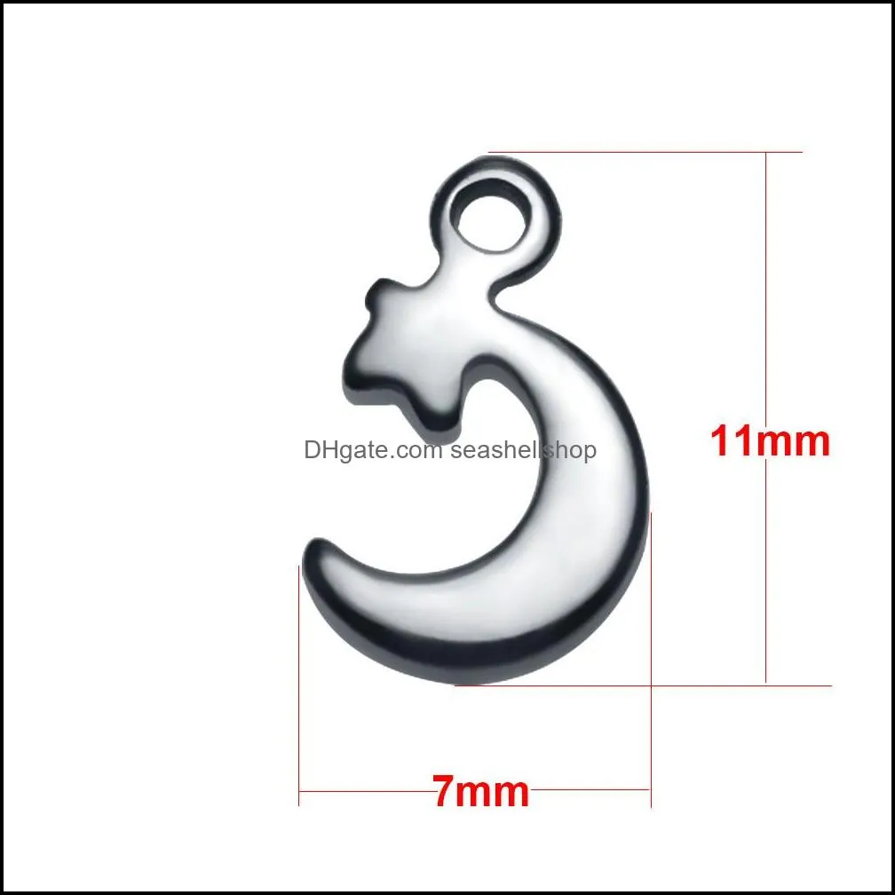 fashion stainless steel love round moon star fish charm for diy jewelry making accessroies silver bracelet necklace pendant design