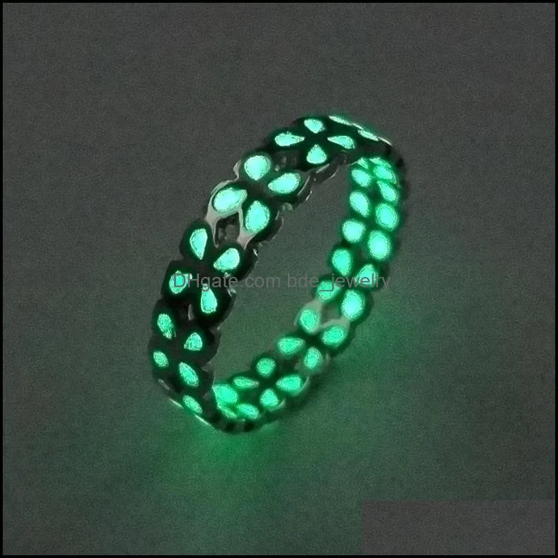 fashion hollow couple rings luminous ring for women men glowing in dark heart lover wedding bands women girls jewelry gift accessories