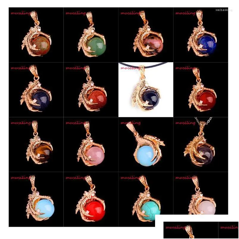 pendant necklaces pendants pendulum dragon claw 16mm ball bead natural gem stone accessories men jewelry mix order 20pcs