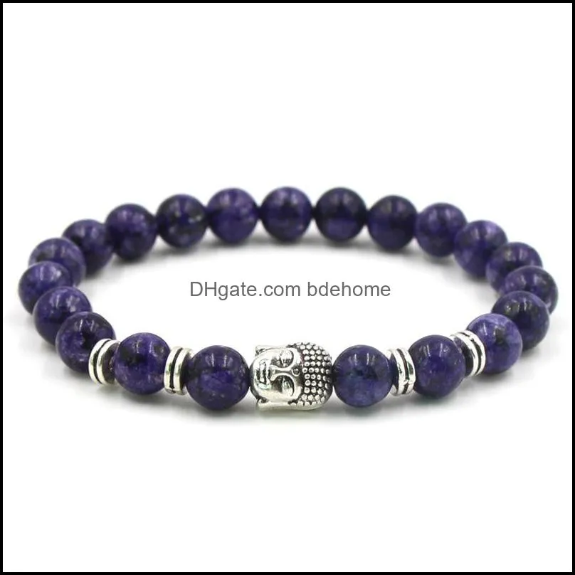 hand jewelry buddha charm bracelet 8mm natural stone bangle fashion stretch beads bracelets for women men q56fz
