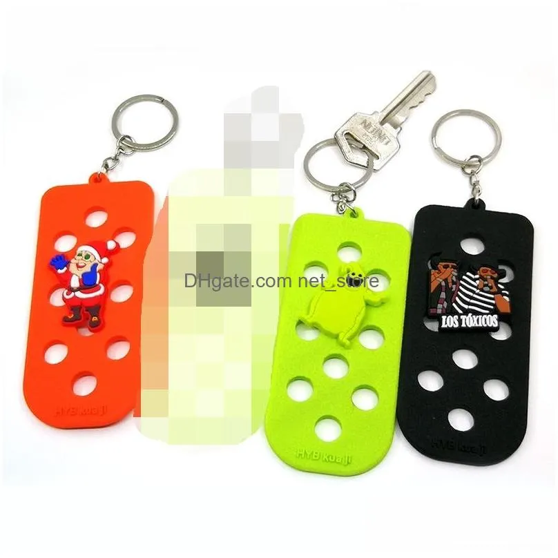 croc keychain holder candy color silicone keychain plate for charms women child gift can match shoe flower