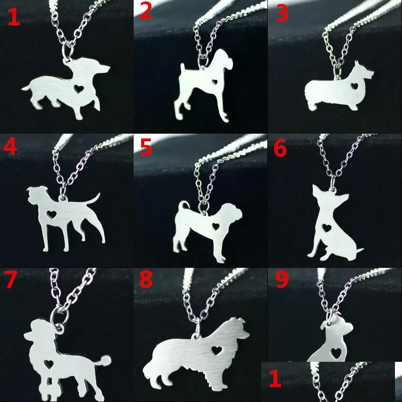 unisex stainless steel necklace fashion cute dog pendant necklace for women and men charm pet long necklace