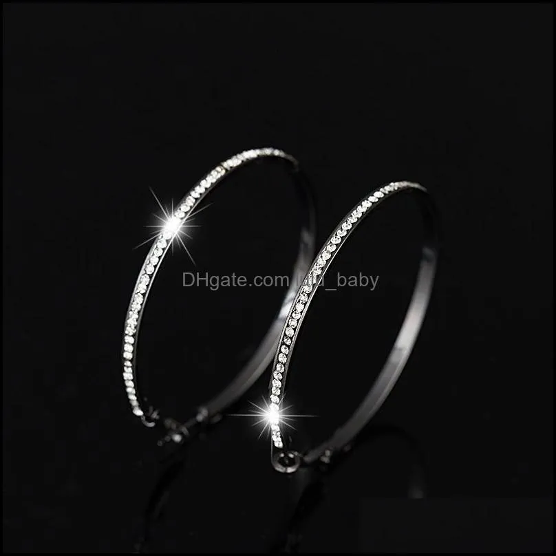 2017 top earrings with rhinestone circle simple earrings big circle gold color hoop earrings for women e005 335 q2