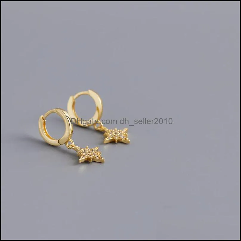 925 sterling silver cute girls earring college earrings christmas gift delicate micro pave tiny cz star charm 18k gold plated jewelry