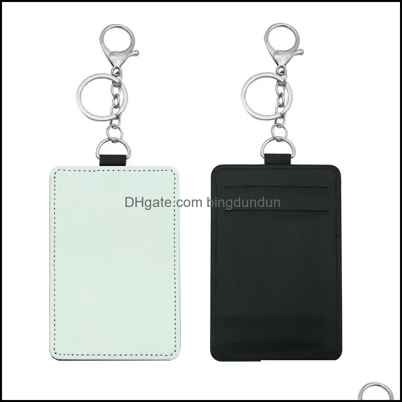 sublimation card holder pu leather blank credit cards bag case heat transfer print diy holders with keychain rrb15048