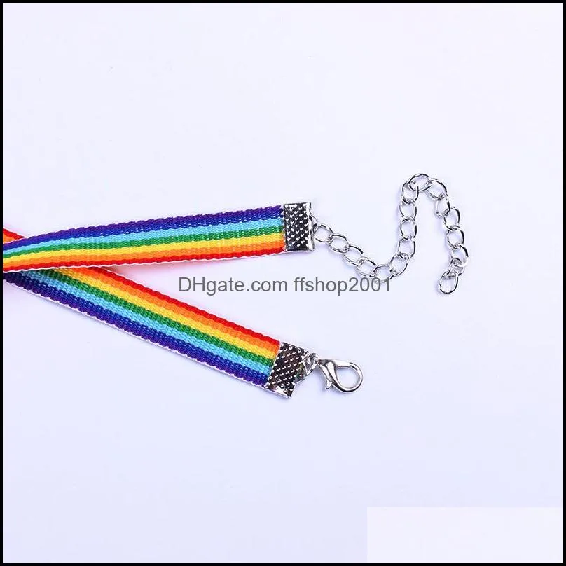 gay pride rainbow choker necklace for men women gay and pride lace chocker ribbon collar with pendant lgbt jewelry