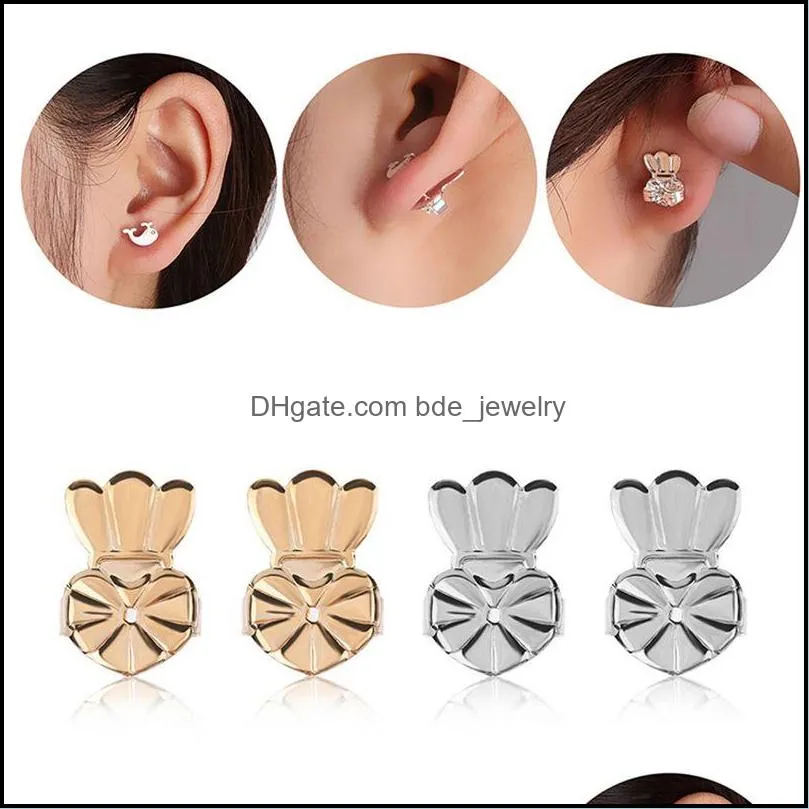 love heart earring backs support lifts fits jewelry findings gold color silver color components accessories