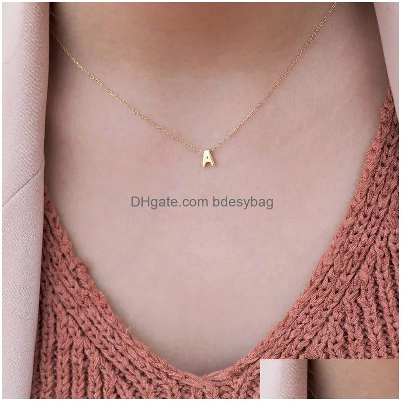 pendant necklaces az letters for jewelry cut single name collar fashion gold chain initial charms necklace metal