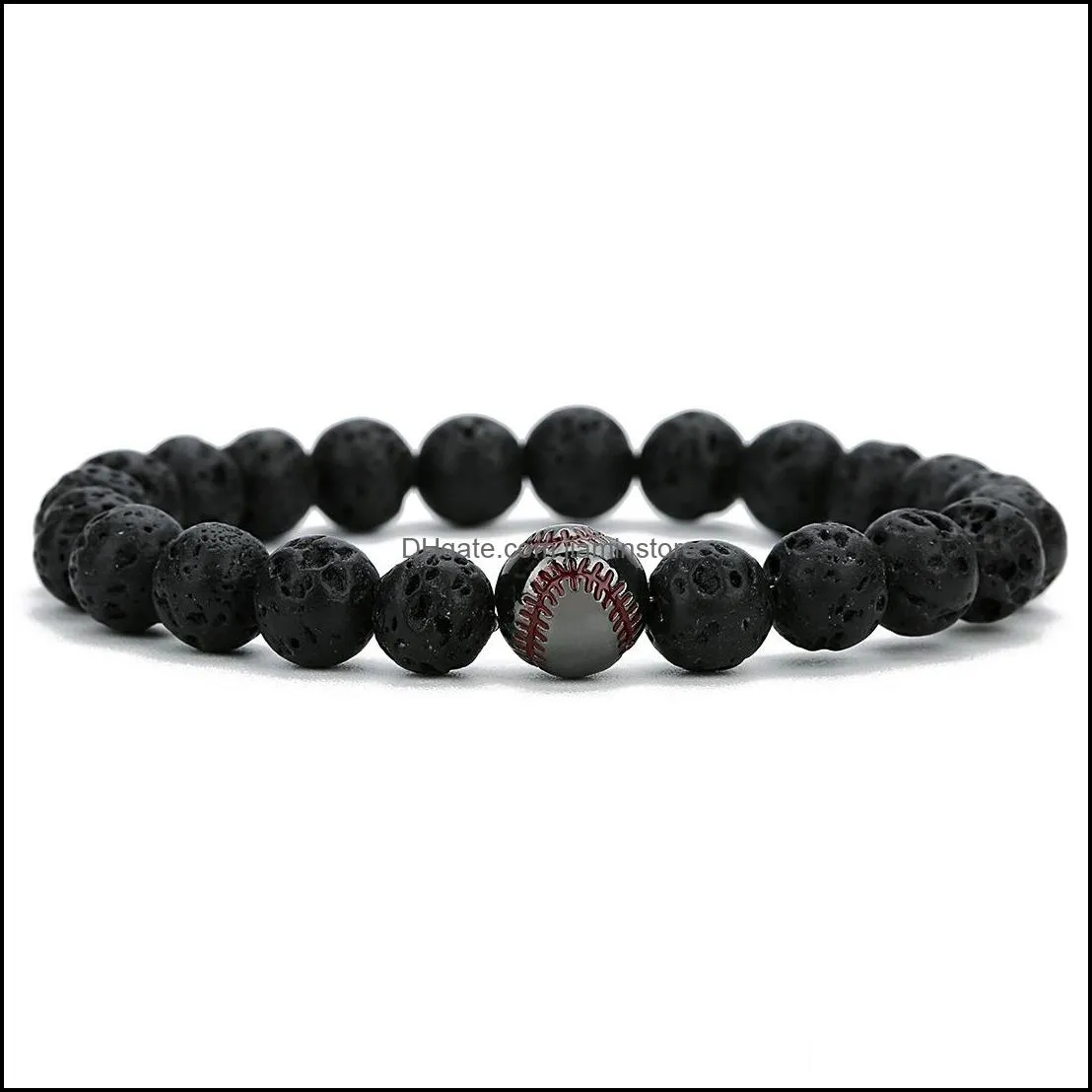 8mm black lava stone baseball bead braclets essential oil diffuser bracelet for women men jewelry