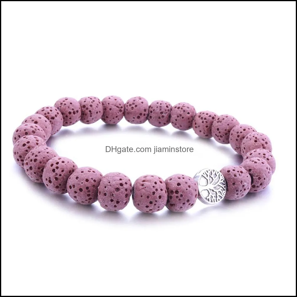 8mm colourful lava stone tree of life beads bracelet diy aromatherapy  oil diffuser bracelet for women men jewelry