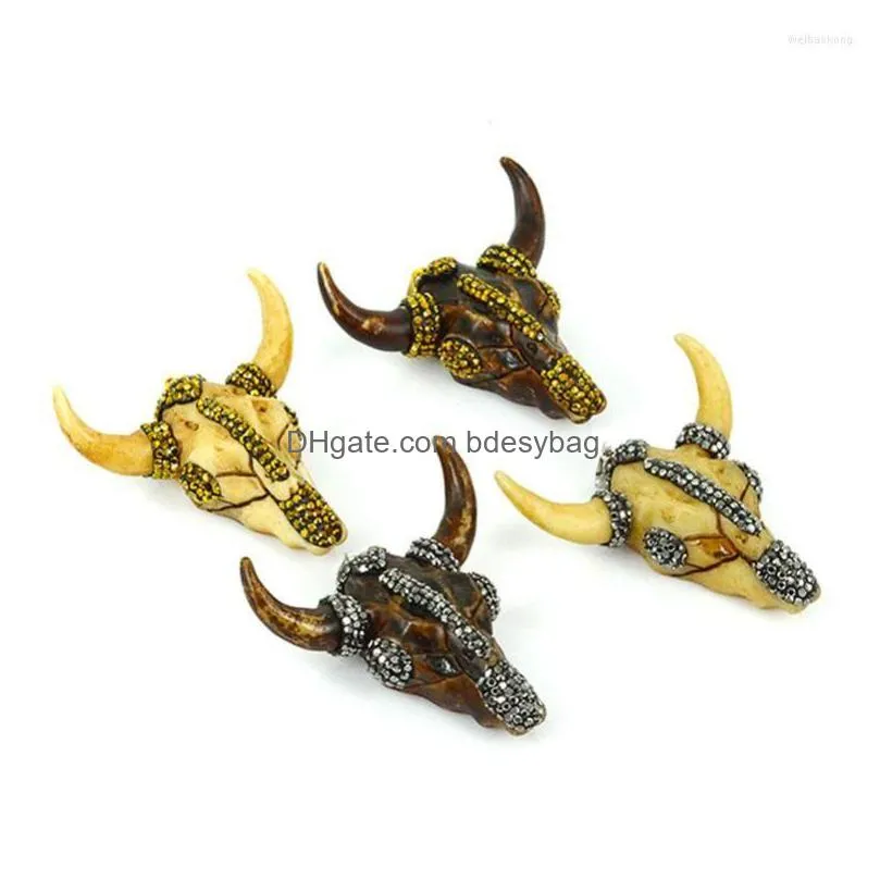 pendant necklaces punk animal pendants bone inlay rhinestone cow elephant for necklace holy stuff men jewelry