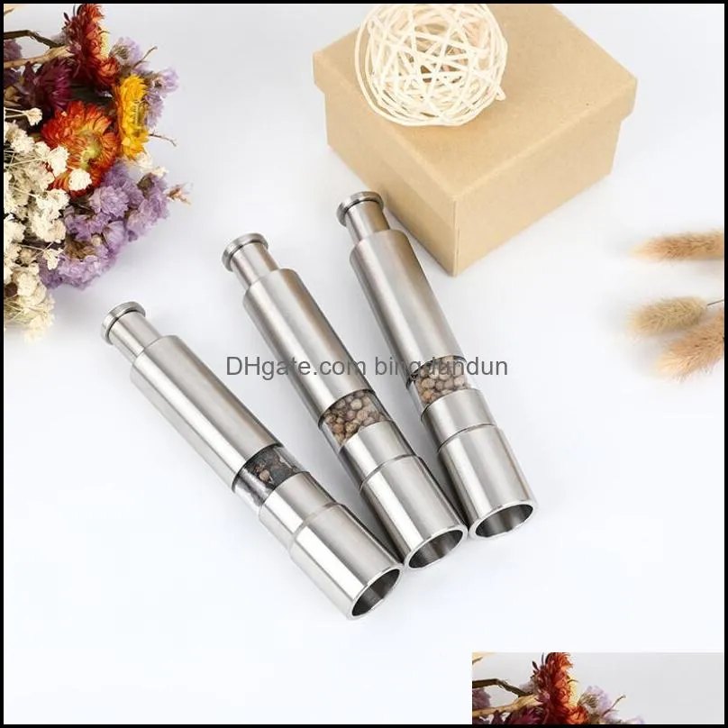 stainless steel pepper mill grinder thumb push salt pepper grinder manual pepper mill machine spice sauce grinder rrf13128