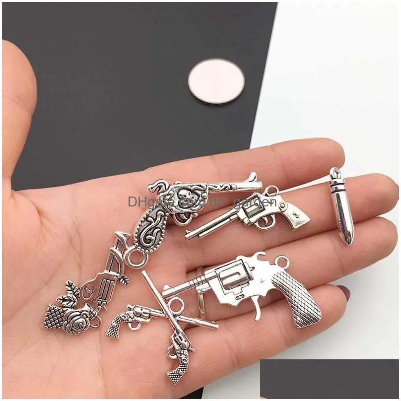 10pcs gun charms pendants diy jewelry making alloy findings accessory for necklaces earrings