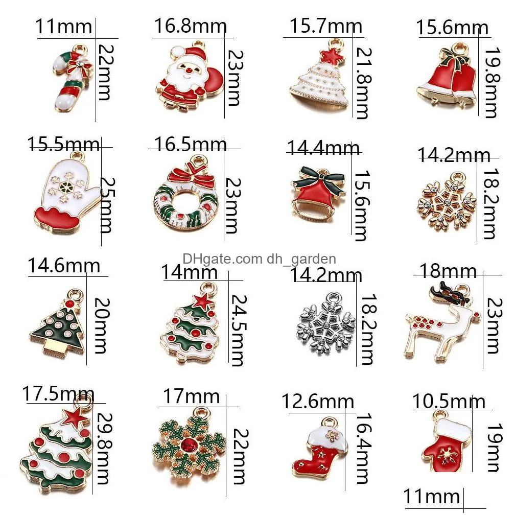 20pcs christmas charms pendants enamel bracelet party home metal craft decoration tree hanging diy jewelry making accessorie