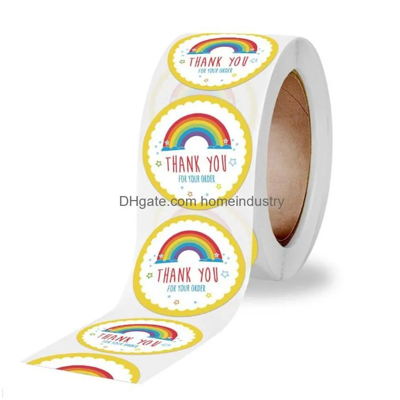 gift wrap 500pcs rainbow thank you stickers round seal labels for candy box packing
