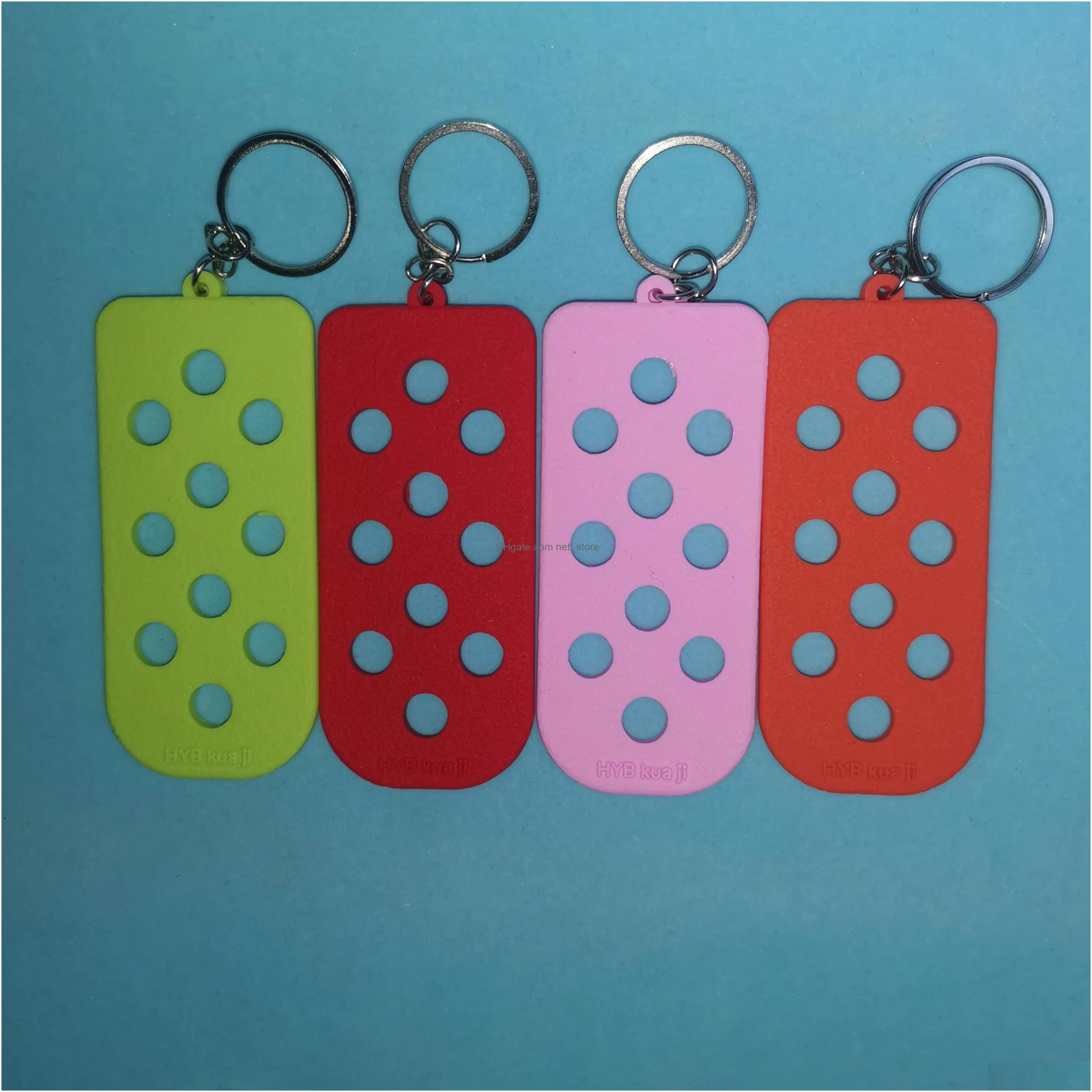 croc keychain holder candy color silicone keychain plate for charms women child gift can match shoe flower