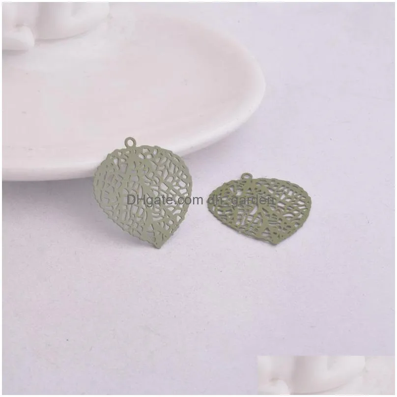 50pcs ac4515 25mmx26mm leaves prints charms brass metal hearts jewelry accessories